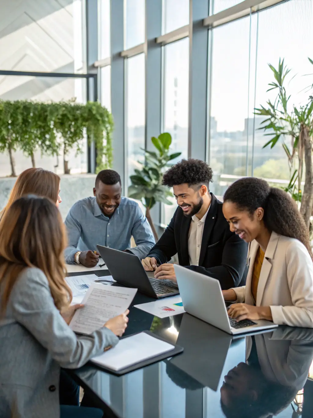 A diverse team of Indian professionals collaborating in a modern office, showcasing teamwork and communication skills.